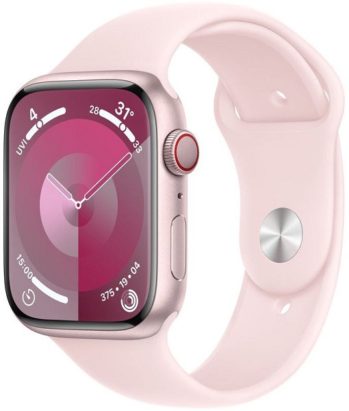 Apple Watch Series 9 GPS + Cellular 45mm Pink Aluminium Case with M/L Pink Sport Band