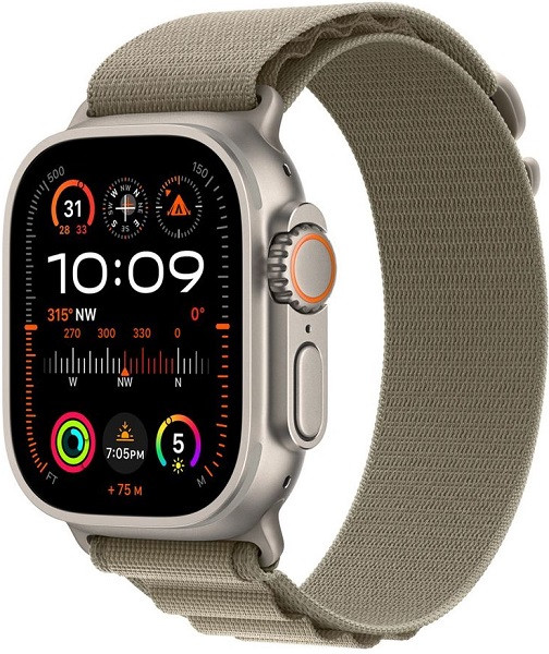 Apple Watch Ultra 2 GPS + Cellular 49mm Titanium Case with Large Olive Alpine Loop