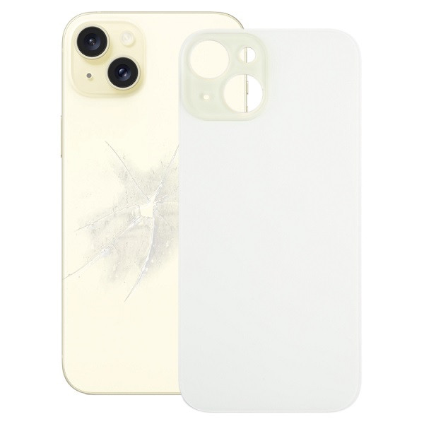 Easy Replacement Big Camera Hole Glass Back Battery Cover for iPhone 15 (Yellow)