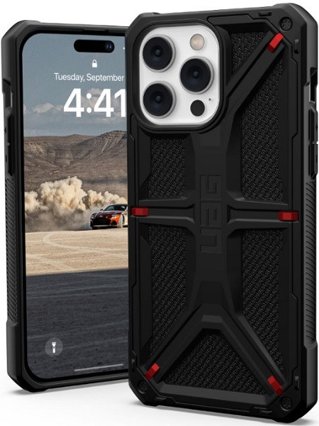 UAG Monarch Kevlar Black Cover with Rugged Lightweight Slim Shockproof Protective Case for iPhone 14 Pro