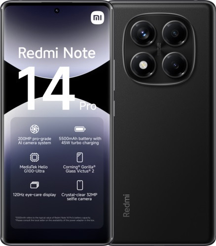 Xiaomi Redmi Note 14 Pro Dual Sim 256GB Midnight Black (8GB RAM) - Global Version