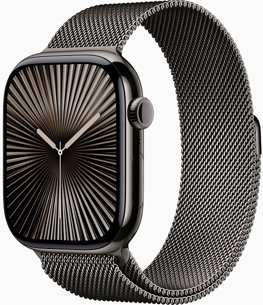 Apple Watch Series 10 GPS + Cellular 42mm Slate Titanium Case with Slate Milanese Loop