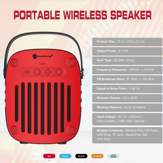 NewRixing NR-4014 Outdoor Portable Hand-held Bluetooth Speaker Orange