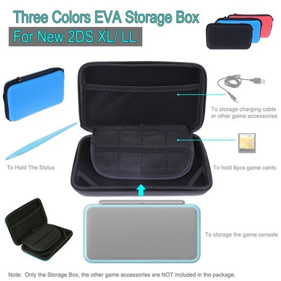 For Nintendo 2DS XL Hard EVA Protective Storage Case Cover Holder(Black)